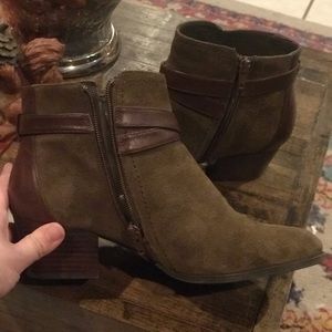 Alex Marie Olive and Brown leather ankle boots